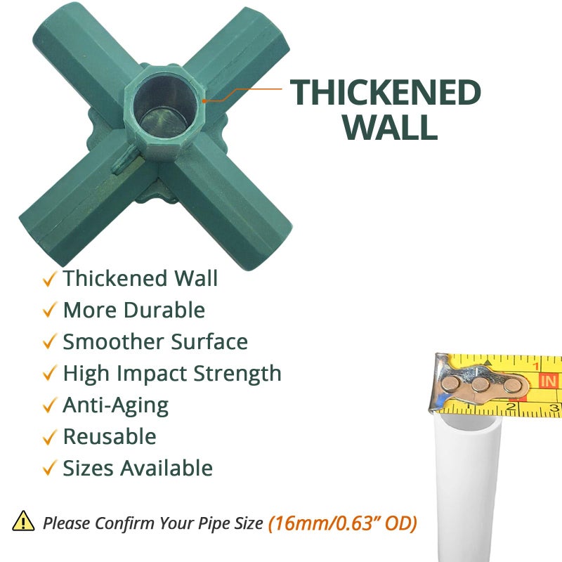 Gardeningwill 10Pcs 5 Way 16mm Elbow PVC Pipe Fitting Build Heavy Duty Greenhouse Frame Furniture Connectors Tent Connection - Image 3